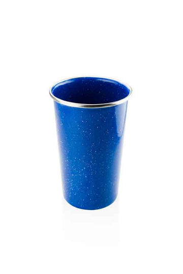 Blue Graniteware Pint Tumbler with Stainless Steel Rim, Set of 4